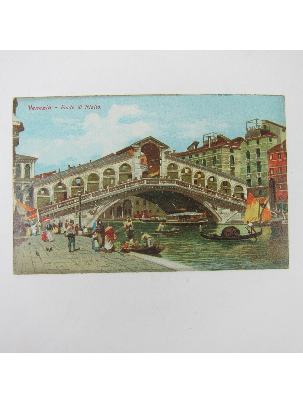 Postcard Venice Italy Rialto Bridge Ponte di Rialto Antique c 1920 Unposted RARE